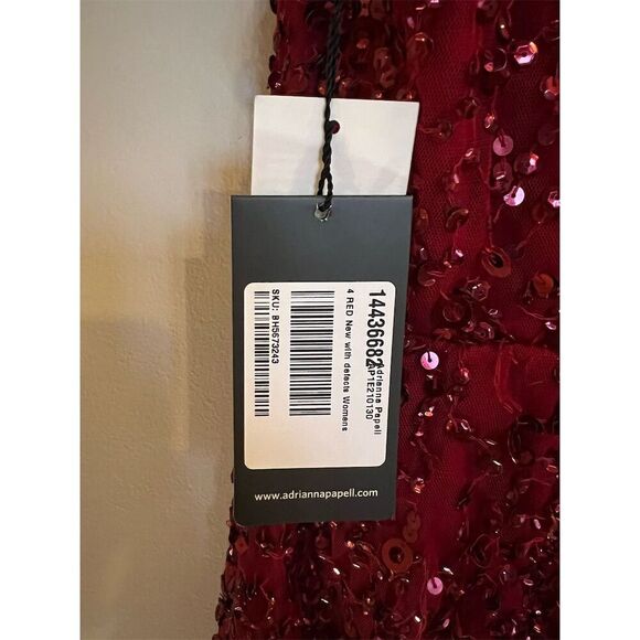 Adrianna Papell Women's Sequined Cowl Neck Sheath Dress Red Size 4​ - Picture 11 of 13